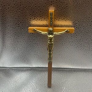 Vintage rear, INRI crucifix, with inlaid solid bronze.